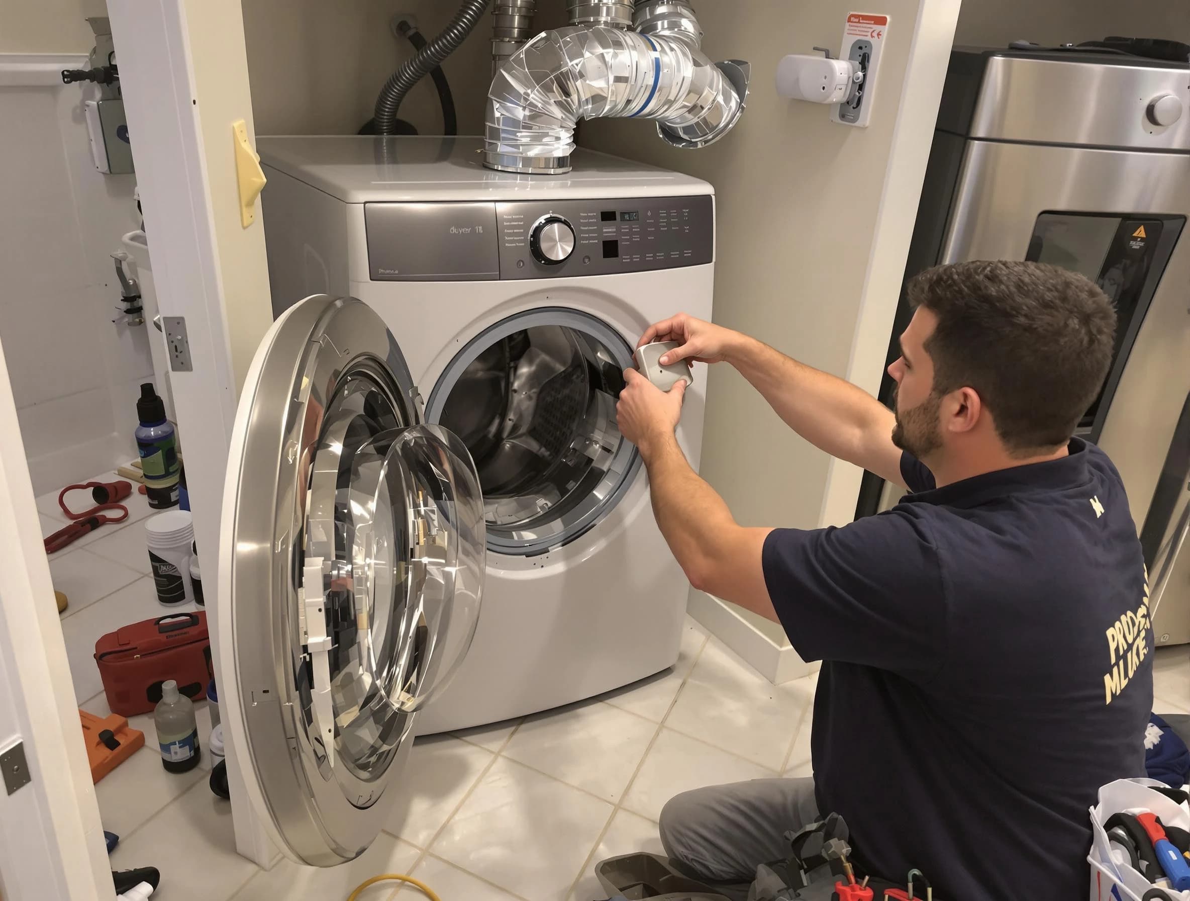 Jeannette Dryer Vent Cleaning technician performing precise dryer vent hose installation in Jeannette
