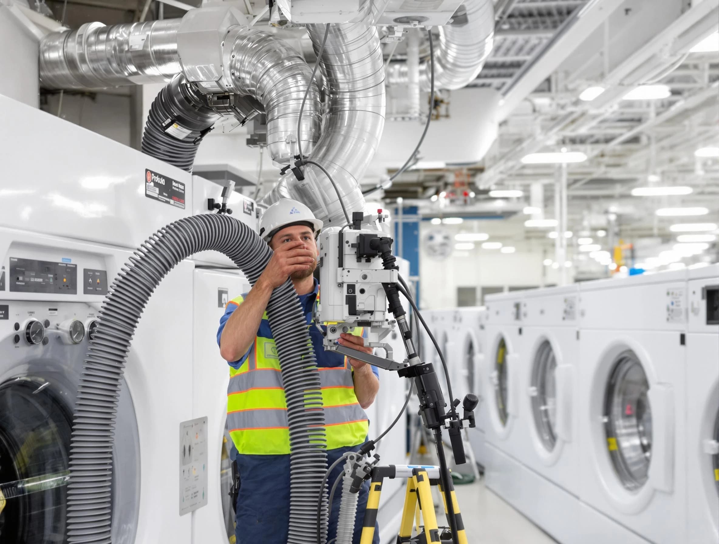 Jeannette Dryer Vent Cleaning team performing commercial-grade dryer vent cleaning at a business facility in Jeannette