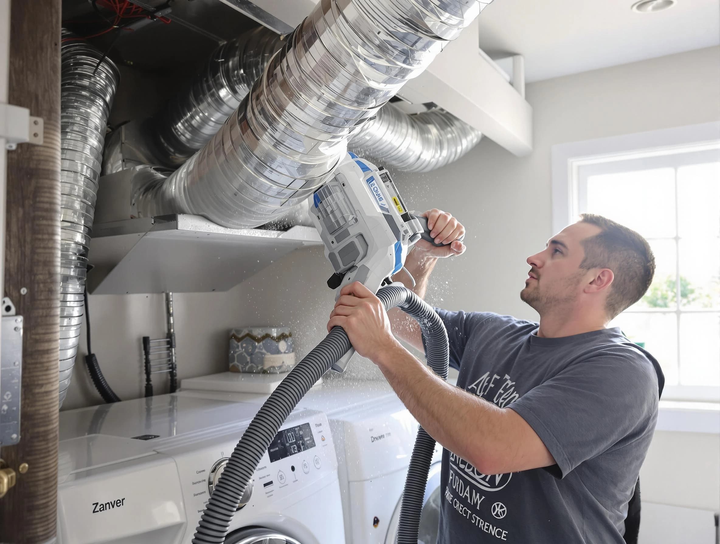 Jeannette Dryer Vent Cleaning specialist cleaning deep within a dryer vent duct system in Jeannette